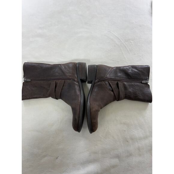 Marc Fisher Brown Leather Zip Heeled Boot Bootie Spring Fall Concert Festival - Picture 3 of 10